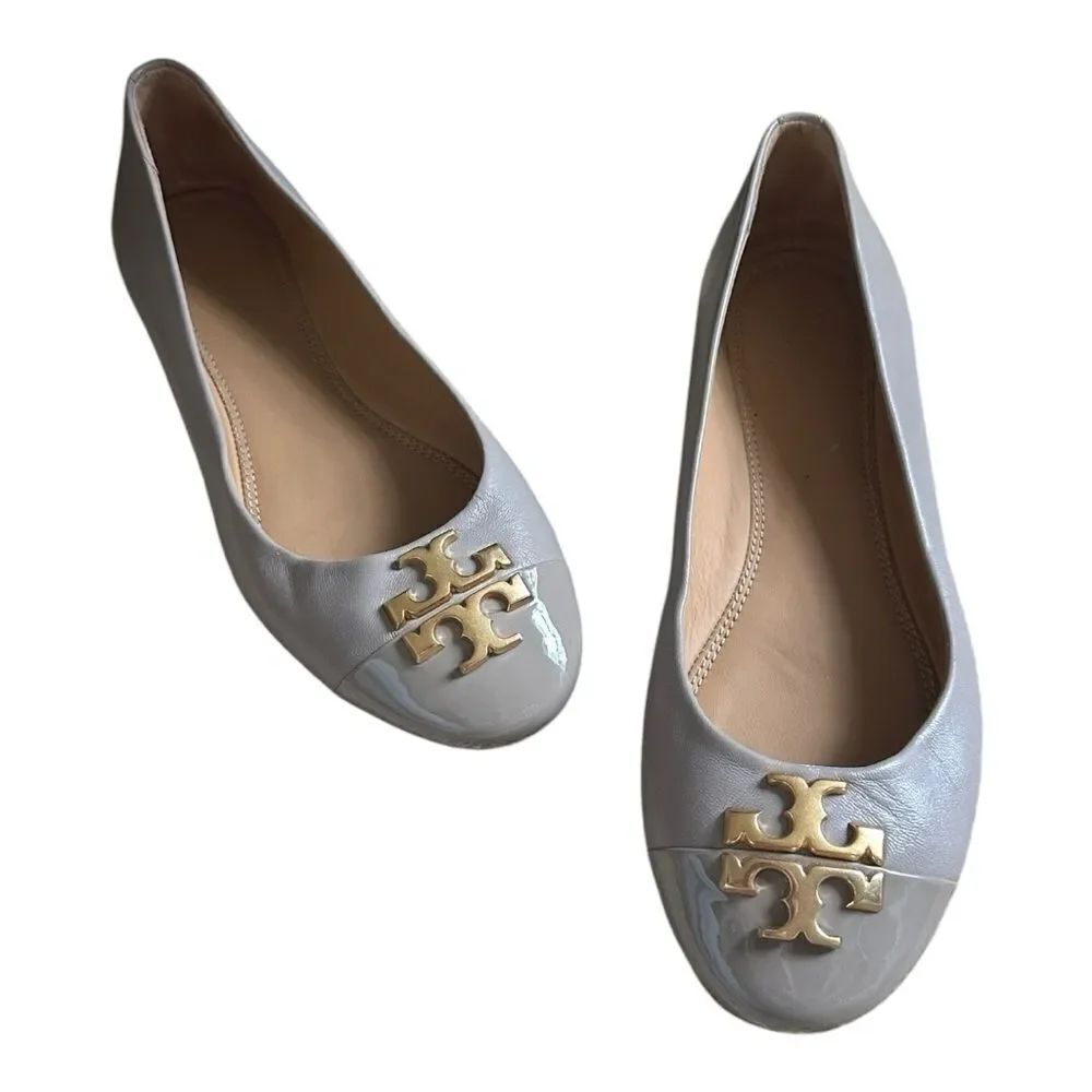 Tory Burch | 60226 Everly Cap Toe Ballet Nappa Leather French Gray | 7.5